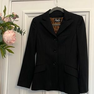 Dolce & Gabbana D&G pinstripe black and dark green blazer.